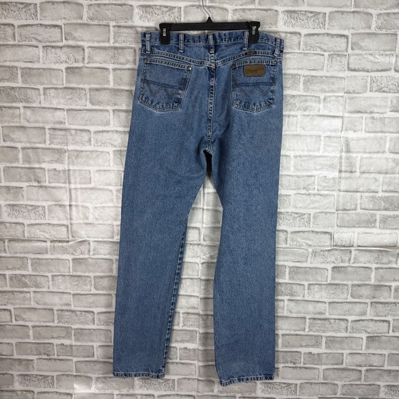 Wrangler George Strait Western Light Wash Blue Denim Boot Cut Jeans Mens 36 x 34 - Picture 3 of 10